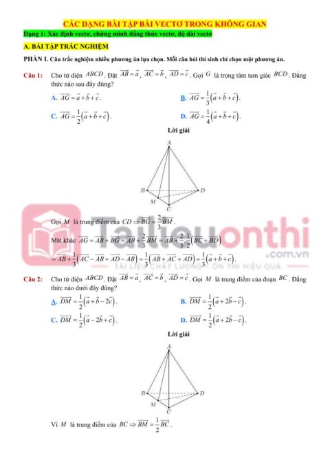 Các Dạng Toán Bài Vectơ Trong Không Gian Toán 12