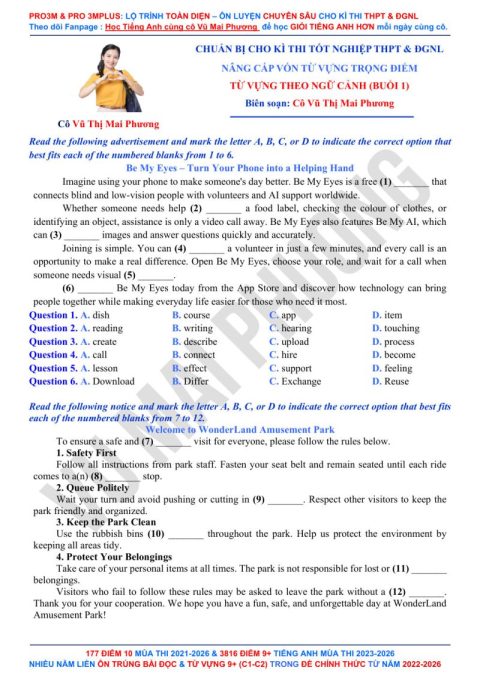 Nâng Cấp Vốn Từ Vựng Trọng Điểm: Từ Vựng Theo Ngữ Cảnh (Buổi 1) – Cô Vũ Mai Phương