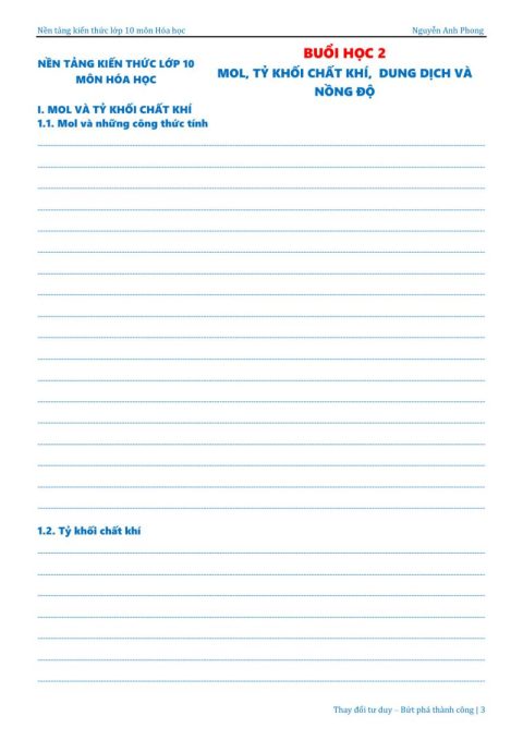 Nền Tảng Hóa Học 10 – Buổi Số 2 – Nguyễn Anh Phong